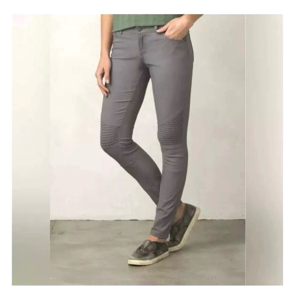 Prana Brenna Skinny Moto Pants Mid Rise Stretchy Lightweight Grey Size 4 (S)